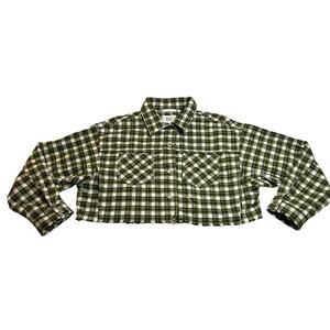 BDG Carissa Plaid Flannel Cropped Shirt Jacket Size M Grunge Y2K Casual Colorful